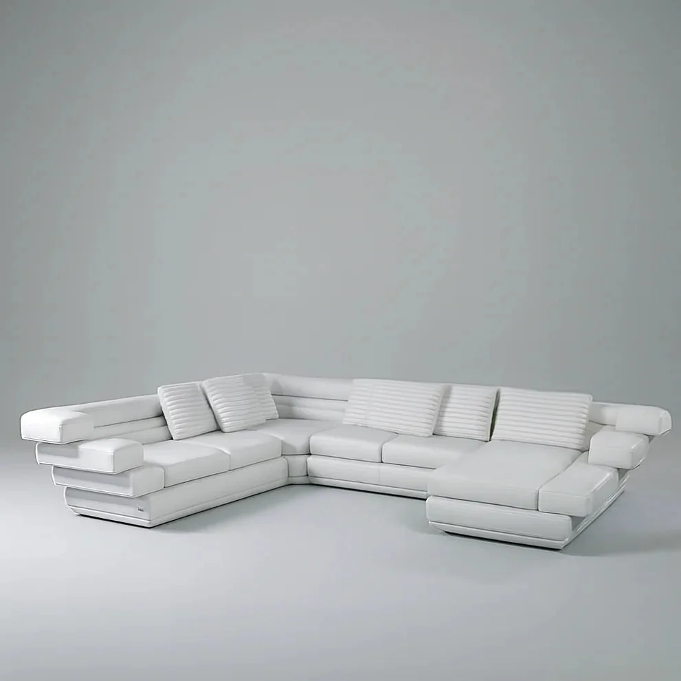Luxurious living room with designer sofas and contemporary decor